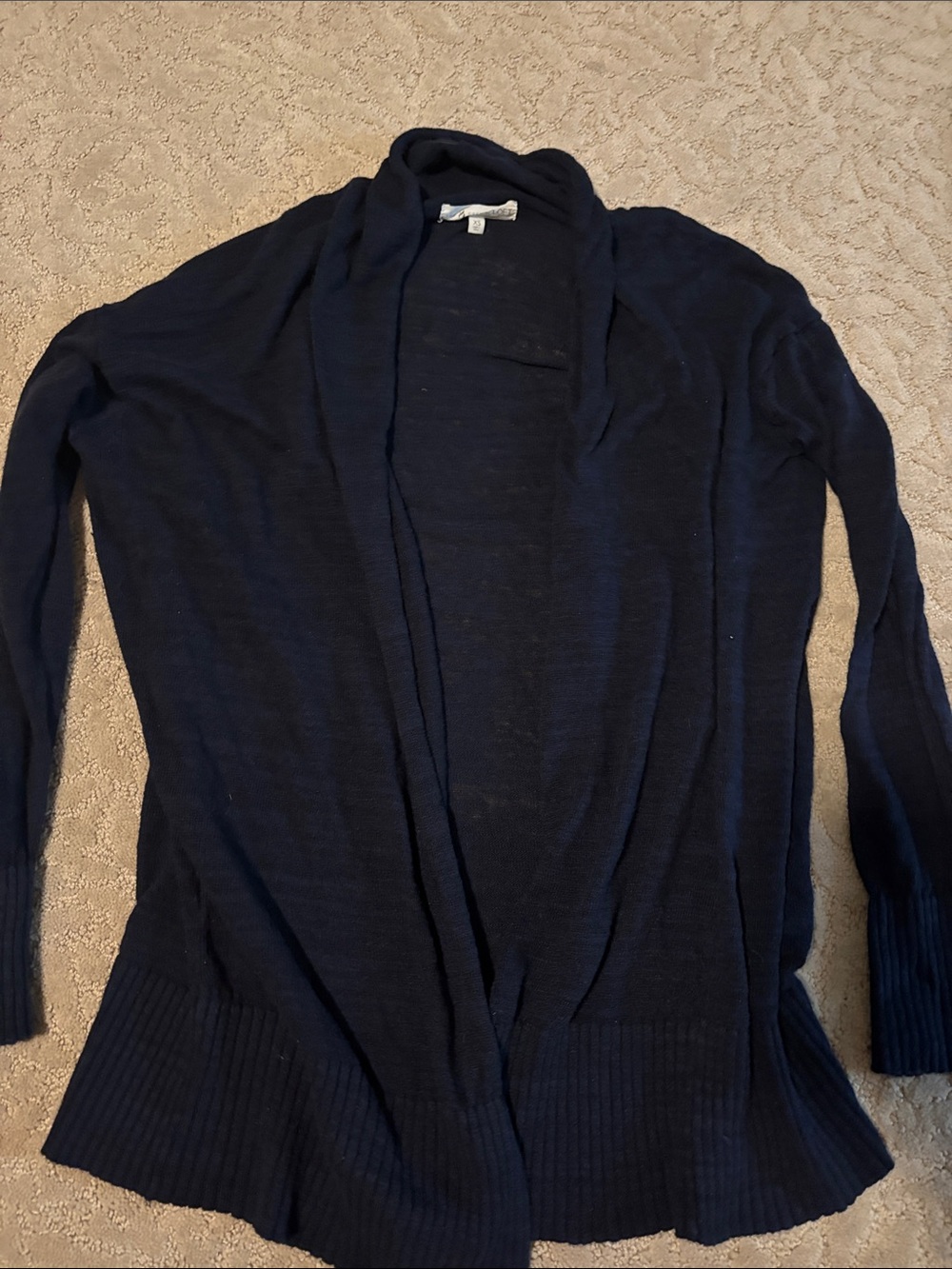 Lou & Grey Navy Draped Open-Front Cardigan